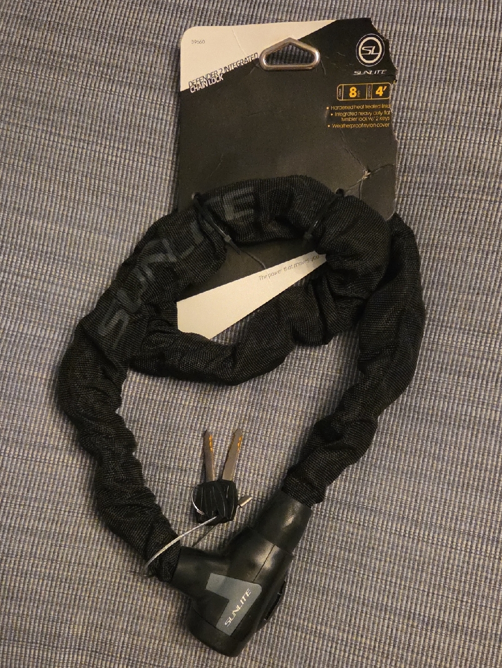Sunlite Defender 2 Integrated Bike Chain Lock 8mm By 4 Feet NWT Bicycle Lock